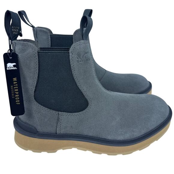 Sorel HI-Line Chelsea Boots Women 7.5 Waterproof Suede Quarry Tawny Buff Pull On - Picture 1 of 9